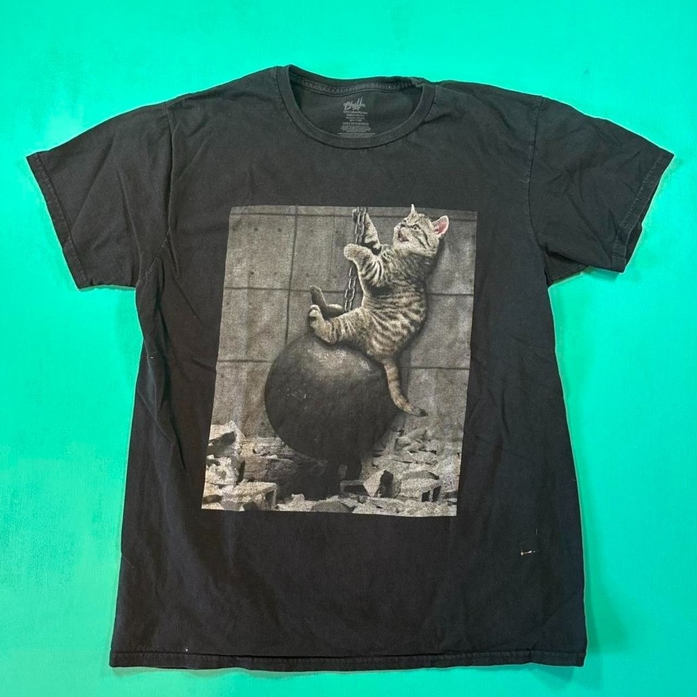 Cat wrecking ball graphic tee funny kitty cat Miley wrecking ball t shirt